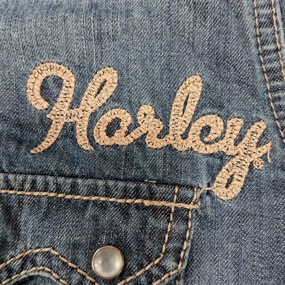 Denim Harley Davidson Western Shirt - Picture 3 of 12